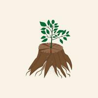 hand drawn tree stump sketch vector illustration.