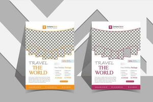 Travel the world Explore adventure flyer template design vector