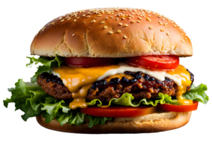 ai generado rápido comida Fresco delicioso hamburguesa, alto calidad aislado transparente antecedentes png