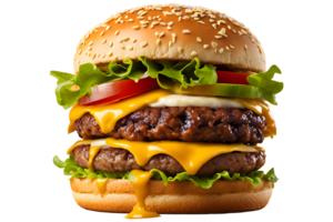 ai generado rápido comida Fresco delicioso hamburguesa, alto calidad aislado transparente antecedentes png