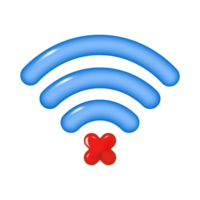 3d icon of crossed out WIFI, isolated on a transparent background. Wireless Internet connection is prohibited. PNG