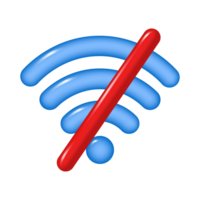 3d icon of crossed out WIFI, isolated on a transparent background. Wireless Internet connection is prohibited. PNG