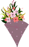 linda dibujos animados flores ramo. san valentin, Boda mano ramo de flores regalo. png