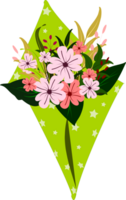 Flowers Hand Bouquet. Cute Cartoon Bouquet Gift Illustration Clipart. png