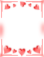 Red hearts love frame. Valentines romantic background border. png