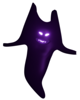 3d personaje fantasma púrpura con brillante ojos png