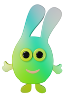 2d personage konijn kleurrijk groen blauw png