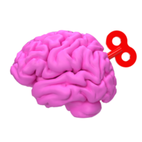 The Human brain with wind up for Medical or Technology concept 3d rendering. png