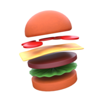 unique burger food 3D rendering icon illustration simple.Realistic illustration. png