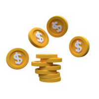 unique gold coins 3D rendering icon illustration simple.Realistic illustration. png