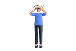 Male Suffering Of Headache 3D Illustration. Man having headache 3d illustration png