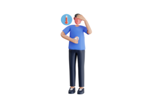 Man suffering from fever 3d illustration. Man in fever with a high temperature as a symptom of flu png