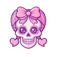 AI generated cute skull art illustrations for stickers, tshirt design, poster etc png