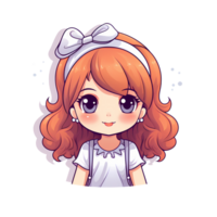 AI generated cute girl art illustrations for stickers, tshirt design, poster etc png