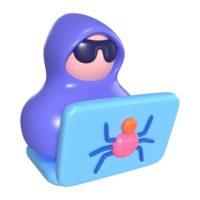 hacker, 3d, ilustración, icono png