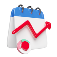 3d diagram Graf med kalender, analys företag finansiell data isolerat. företag strategi minimal begrepp, 3d framställa illustration png