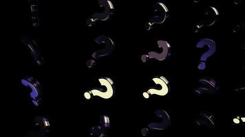 Abstract of moving question marks on black background. Animation. Moving background with mirrored question marks photo