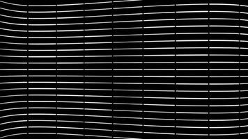 Abstract animation of moving waves from grey and white short neon stripes on black background. Animation. Animation of seamless loop, thick stripes flying. photo