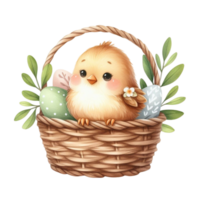 AI generated Cute little bird sitting in a basket png