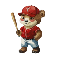 ai generato carino orso indossare un' baseball berretto png