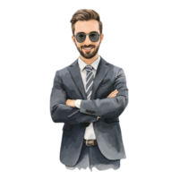 AI generated Businessman Happy Suit png