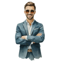 AI generated Businessman Happy Suit png