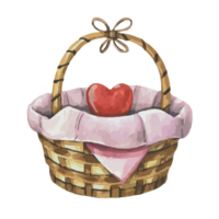 AI generated cute heart on a basket png