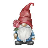 ai généré mignonne gnome en portant une Rose png