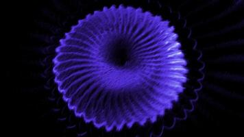 Black background. Motion. A huge long spring of gray and blue color moves in a spiral in animation. photo