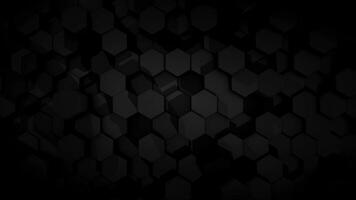 Abstract futuristic hexagon glowing nand moving black surface, structure, seamless loop. Animation. Monochrome 3d figures moving chaotically. photo