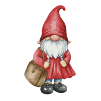 AI generated a cartoon gnome with a red cloak and bag png