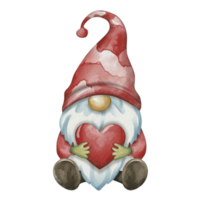 AI generated Cute Gnome sitting on the back heart png