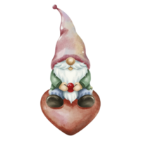 ai genererad söt gnome Sammanträde på de tillbaka hjärta png