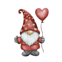 AI generated valentine's day gnome with heart balloon png