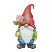 ai généré mignonne gnome en portant une Rose png