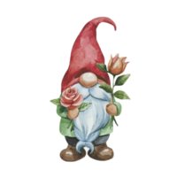 AI generated Cute Gnome holding a rose png