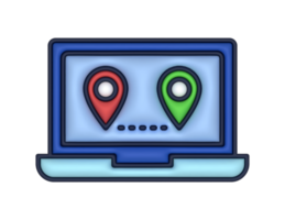 a 3d Laptop Location Pins on a transparent background png