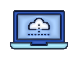 a 3d Laptop Cloud Storage on a transparent background png