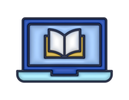 a 3d Laptop Online Education on a transparent background png