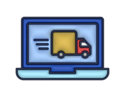 a 3d Laptop Delivery Truck on a transparent background png