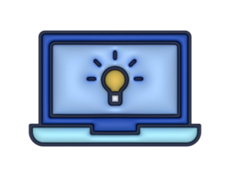 a 3d Laptop And Light Bulb on a transparent background png