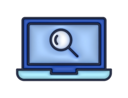 a 3d Laptop Search on a transparent background png