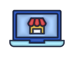 a 3d Laptop And Store on a transparent background png