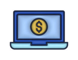 a 3d Laptop And Dollar Coin on a transparent background png