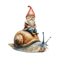 ai genererad söt gnome Sammanträde på de tillbaka av en snigel png