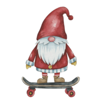 AI generated a cartoon gnome on a skateboard png