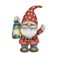 AI generated christmas gnome with lantern png