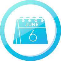 6th of June Solid Blue Gradient Icon vector