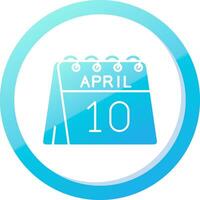 10th of April Solid Blue Gradient Icon vector