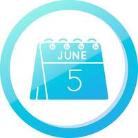 5th of June Solid Blue Gradient Icon vector